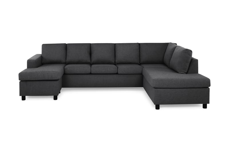Crazy 5-seters Høyrevendt U-formet X-Large Sofa med Divan og Sjeselong i Stoff - Mørk grå - Møbler - Sofaer - U-sofa