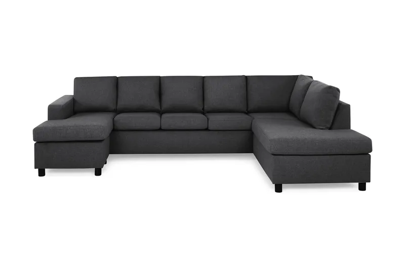 Crazy 5-seters Høyrevendt U-formet X-Large Sofa med Divan og Sjeselong i Stoff - Mørk grå - Møbler - Sofaer - U-sofa
