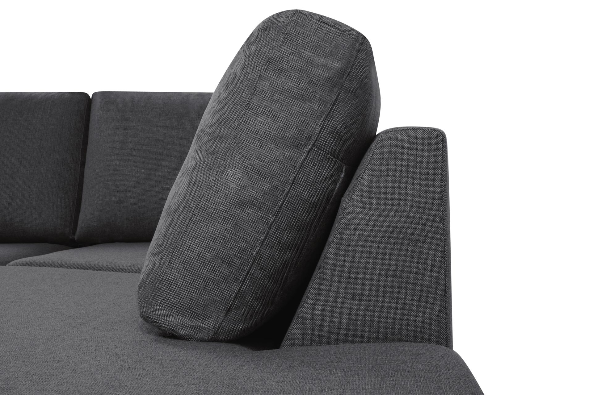 Crazy 5-seters Høyrevendt U-formet X-Large Sofa med Divan og Sjeselong i Stoff - Mørk grå - Møbler - Sofaer - U-sofa