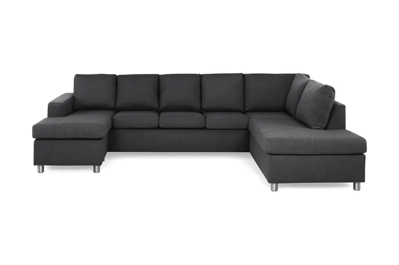 Crazy 5-seters Høyrevendt U-formet X-Large Sofa med Divan og Sjeselong i Stoff - Mørk grå - Møbler - Sofaer - U-sofa