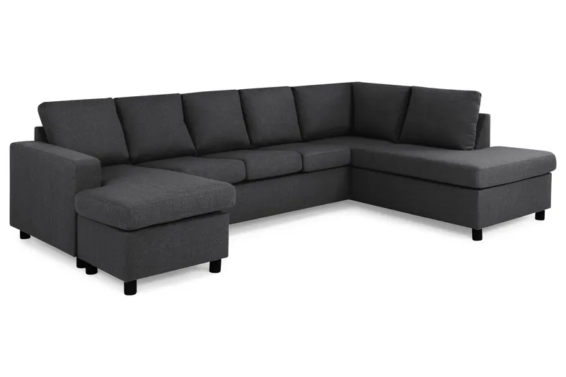 Crazy 5-seters Høyrevendt U-formet X-Large Sofa med Divan og Sjeselong i Stoff - Mørk grå - Møbler - Sofaer - U-sofa