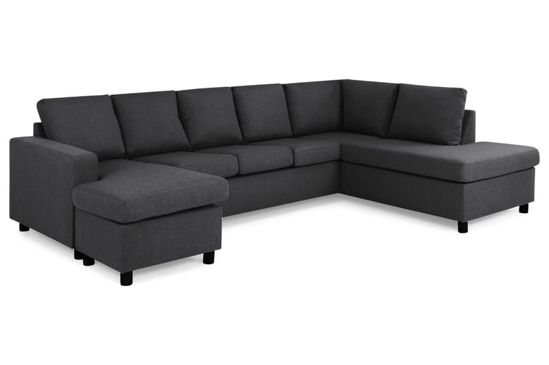 Crazy 5-seters Høyrevendt U-formet X-Large Sofa med Divan og Sjeselong i Stoff - Mørk grå - Møbler - Sofaer - U-sofa