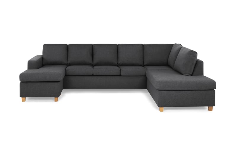 Crazy 5-seters Høyrevendt U-formet X-Large Sofa med Divan og Sjeselong i Stoff - Mørk grå - Møbler - Sofaer - U-sofa