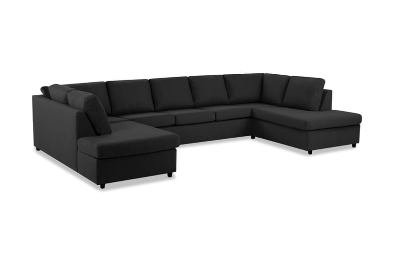 Crazy 5-seters U-formet Sofa med Dobbel Sjeselong i Stoff - Antrasitt - Møbler - Sofaer - U-sofa