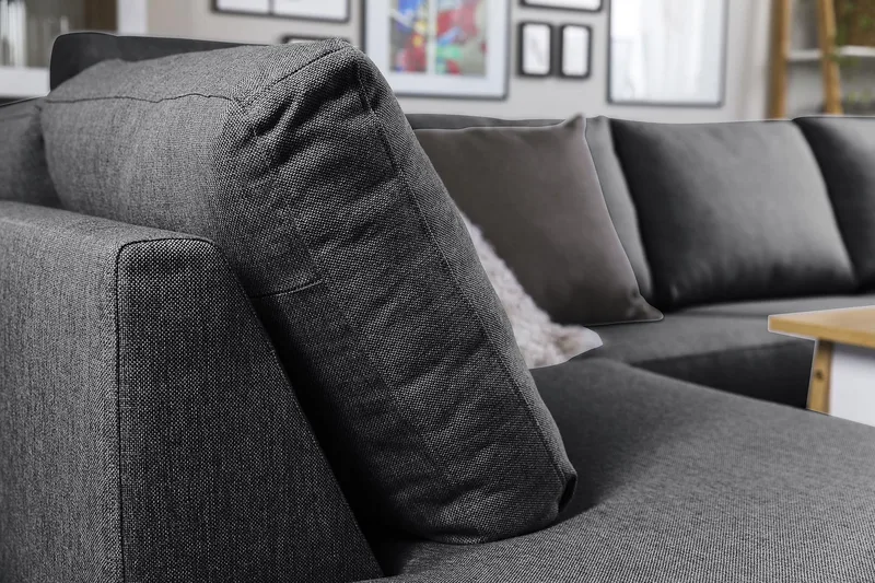 Crazy 5-seters U-formet Sofa med Dobbel Sjeselong i Stoff - Mørk grå - Møbler - Sofaer - U-sofa