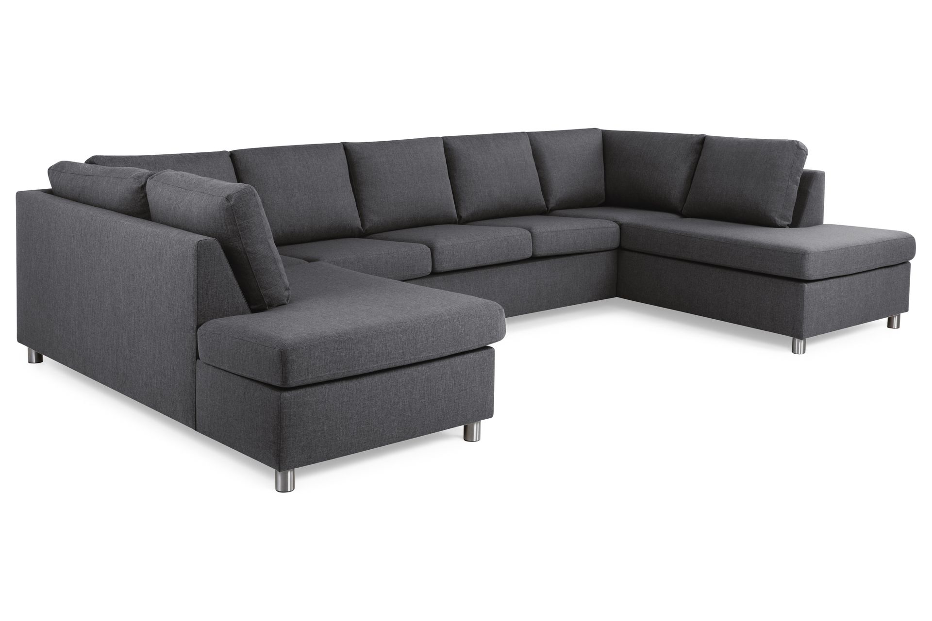 Crazy 5-seters U-formet Sofa med Dobbel Sjeselong i Stoff - Mørk grå - Møbler - Sofaer - U-sofa