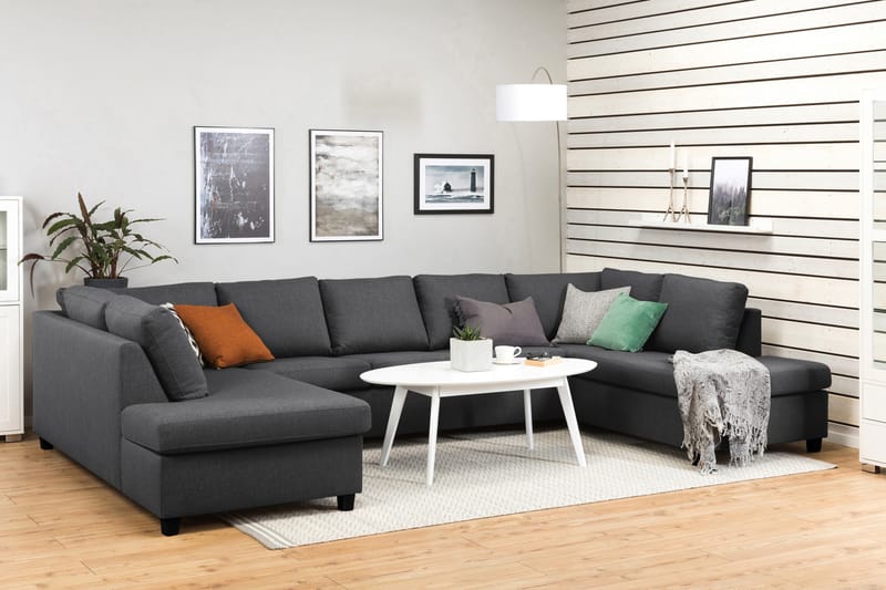 Crazy 5-seters U-formet Sofa med Dobbel Sjeselong i Stoff - Mørk grå - Møbler - Sofaer - U-sofa