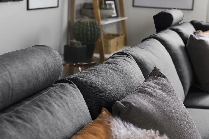 Crazy 5-seters U-formet Sofa med Dobbel Sjeselong i Stoff - Mørk grå - Møbler - Sofaer - U-sofa