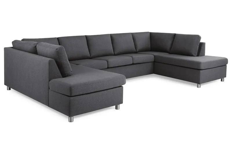 Crazy 5-seters U-formet Sofa med Dobbel Sjeselong i Stoff - Mørk grå - Møbler - Sofaer - U-sofa