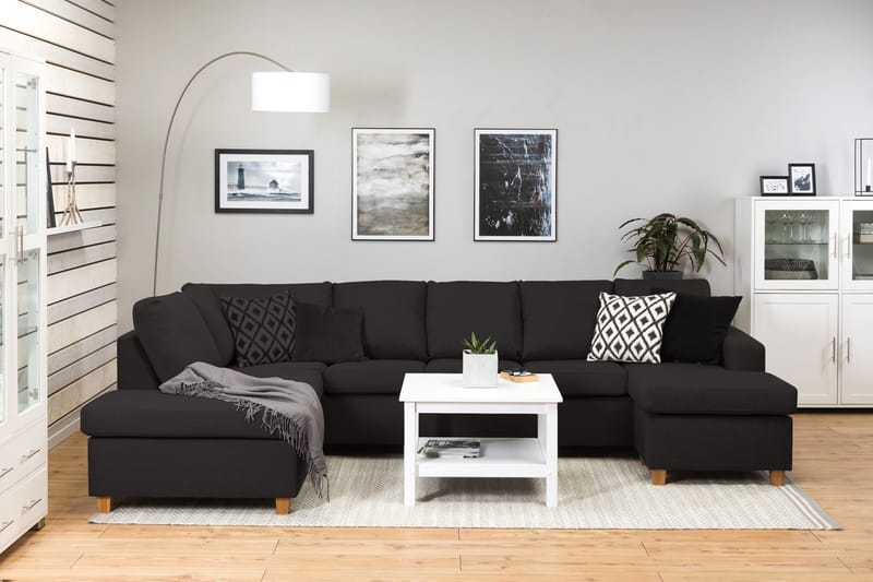 Crazy 5-seters Venstrevendt U-formet Sofa med Divan og Sjeselong i Stoff - Antrasitt - Møbler - Sofaer - U-sofa