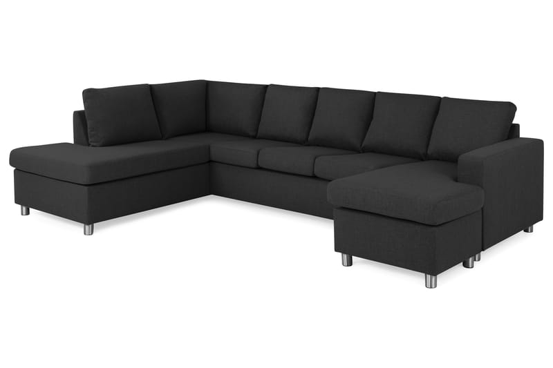 Crazy 5-seters Venstrevendt U-formet Sofa med Divan og Sjeselong i Stoff - Antrasitt - Møbler - Sofaer - U-sofa