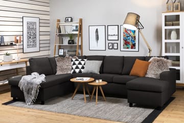 Crazy 5-seters Venstrevendt U-formet Sofa med Divan og Sjeselong i Stoff - Antrasitt - Møbler - Sofaer - U-sofa