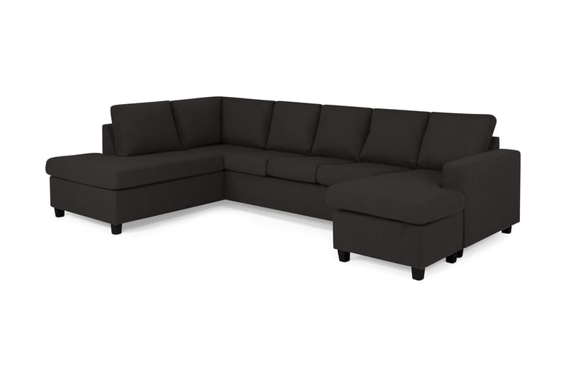 Crazy 5-seters Venstrevendt U-formet Sofa med Divan og Sjeselong i Stoff - Antrasitt - Møbler - Sofaer - Skinnsofaer