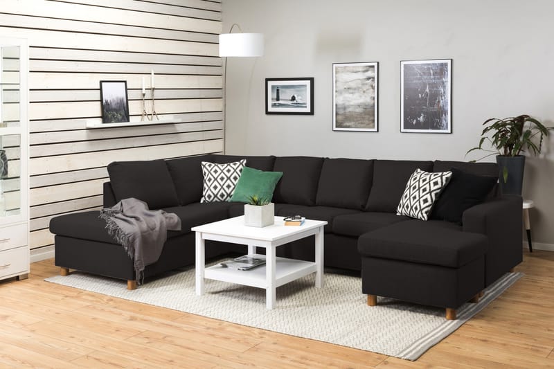 Crazy 5-seters Venstrevendt U-formet Sofa med Divan og Sjeselong i Stoff - Antrasitt - Møbler - Sofaer - U-sofa