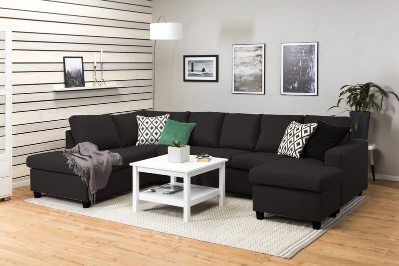 Crazy 5-seters Venstrevendt U-formet Sofa med Divan og Sjeselong i Stoff - Antrasitt - Møbler - Sofaer - U-sofa