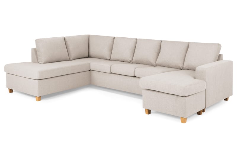 Crazy 5-seters Venstrevendt U-formet Sofa med Divan og Sjeselong i Stoff - Beige - Møbler - Sofaer - U-sofa