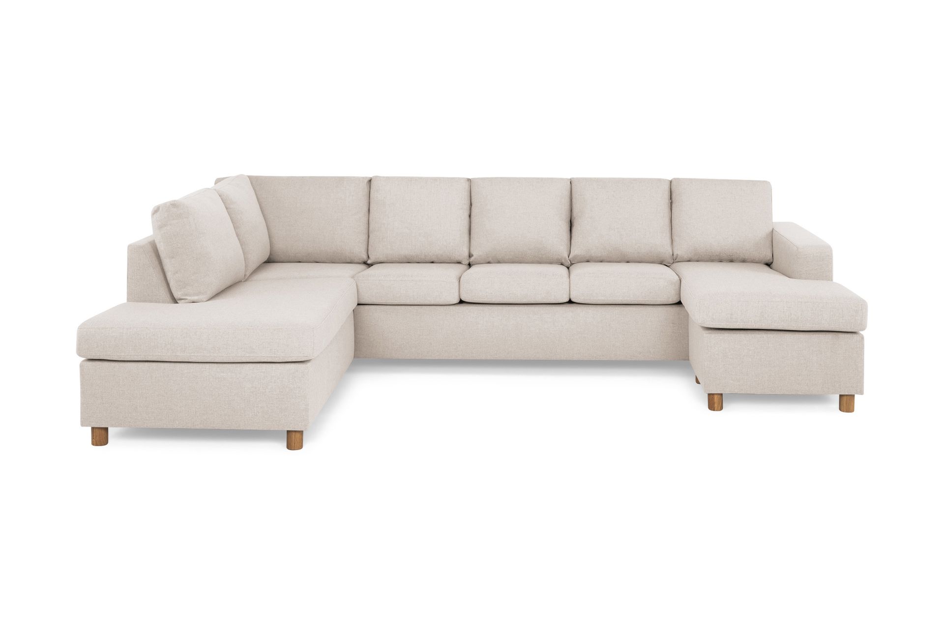 Crazy 5-seters Venstrevendt U-formet Sofa med Divan og Sjeselong i Stoff - Beige - Møbler - Sofaer - U-sofa