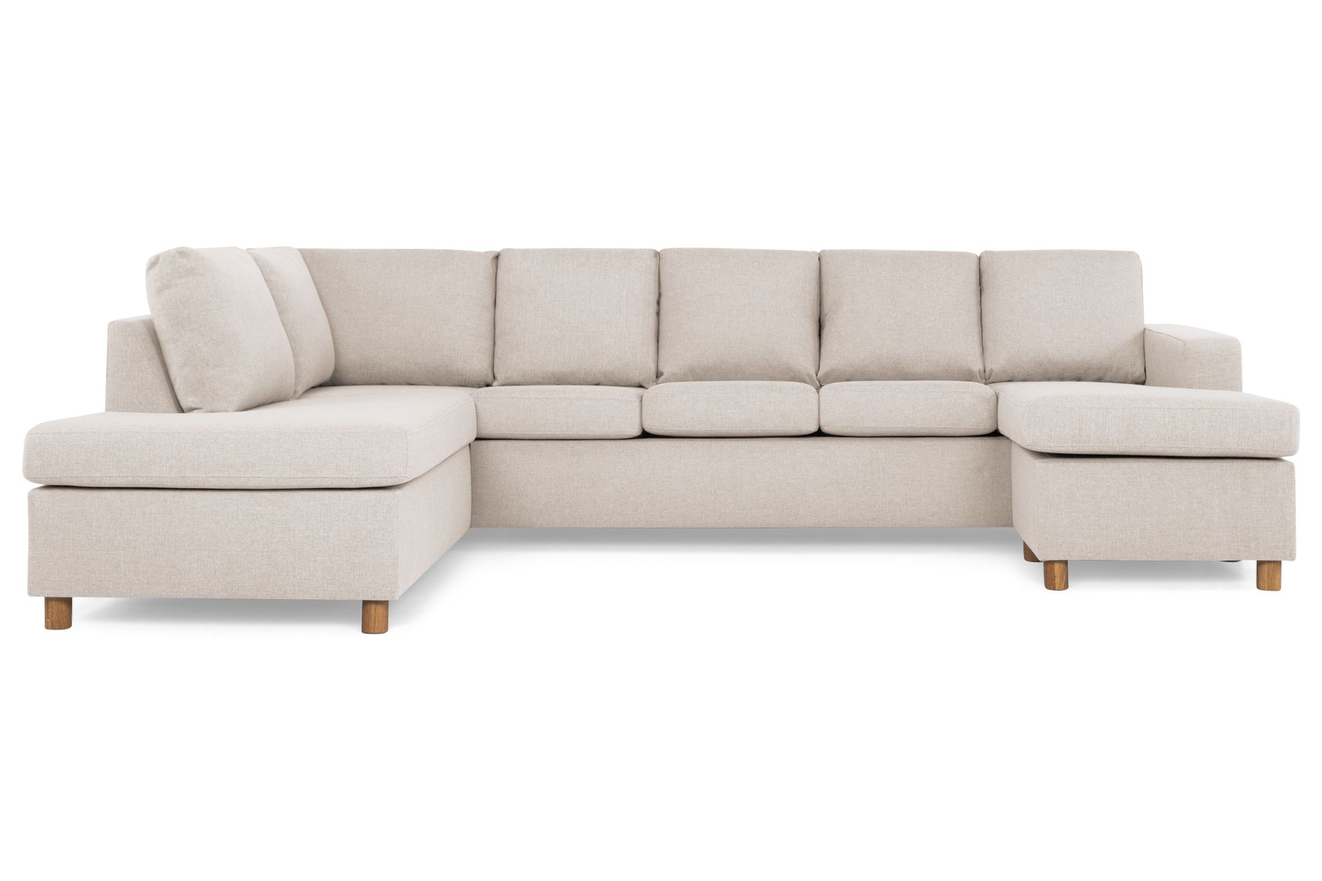 Crazy 5-seters Venstrevendt U-formet Sofa med Divan og Sjeselong i Stoff - Beige - Møbler - Sofaer - U-sofa