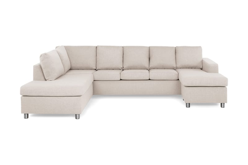 Crazy 5-seters Venstrevendt U-formet Sofa med Divan og Sjeselong i Stoff, Beige
