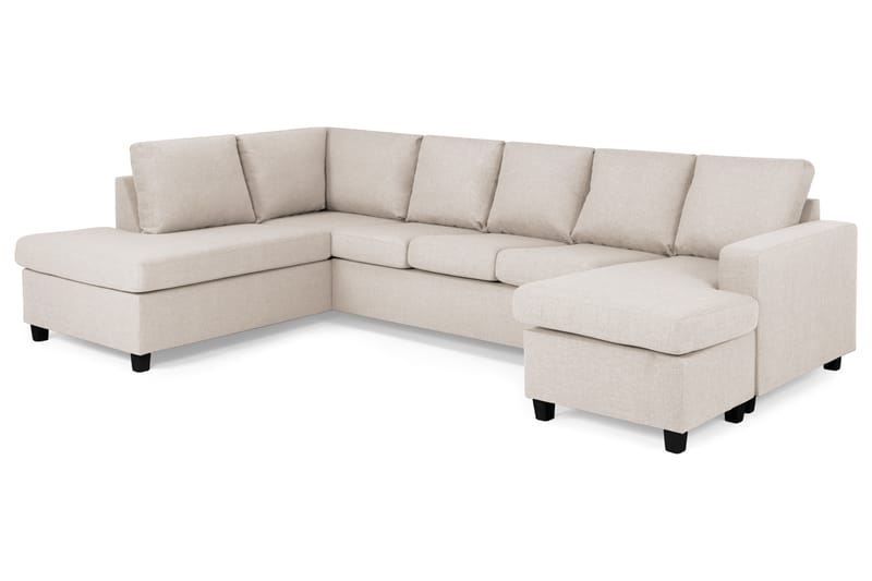 Crazy 5-seters Venstrevendt U-formet Sofa med Divan og Sjeselong i Stoff - Beige - Møbler - Sofaer - Skinnsofaer