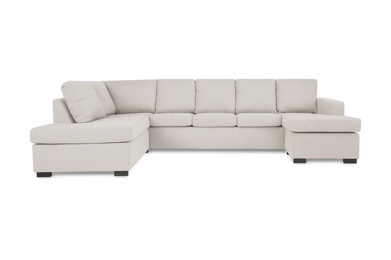 Crazy 5-seters Venstrevendt U-formet Sofa med Divan og Sjeselong i Stoff, Beige