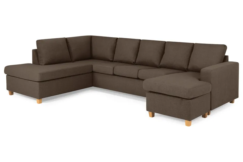 Crazy 5-seters Venstrevendt U-formet Sofa med Divan og Sjeselong i Stoff - Brun - Møbler - Sofaer - U-sofa