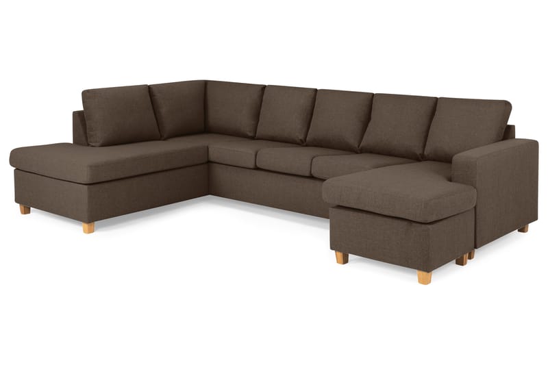 Crazy 5-seters Venstrevendt U-formet Sofa med Divan og Sjeselong i Stoff - Brun - Møbler - Sofaer - U-sofa