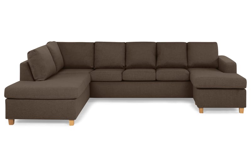 Crazy 5-seters Venstrevendt U-formet Sofa med Divan og Sjeselong i Stoff, Brun