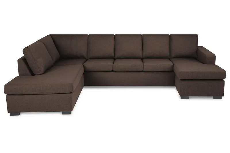 Crazy 5-seters Venstrevendt U-formet Sofa med Divan og Sjeselong i Stoff - Brun - Møbler - Sofaer - U-sofa