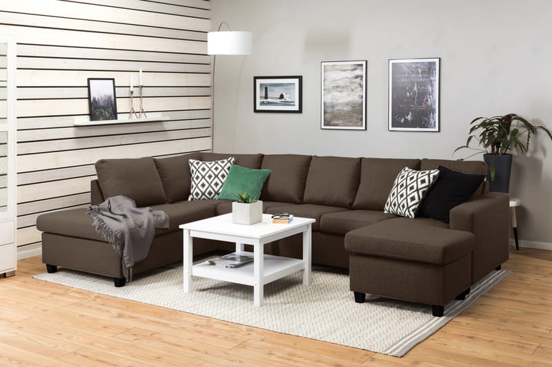Crazy 5-seters Venstrevendt U-formet Sofa med Divan og Sjeselong i Stoff - Brun - Møbler - Sofaer - Skinnsofaer