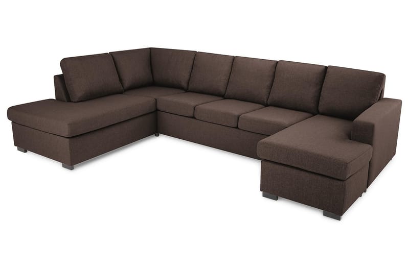 Crazy 5-seters Venstrevendt U-formet Sofa med Divan og Sjeselong i Stoff - Brun - Møbler - Sofaer - U-sofa