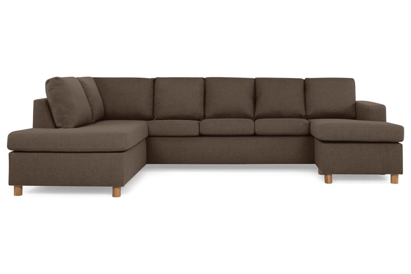 Crazy 5-seters Venstrevendt U-formet Sofa med Divan og Sjeselong i Stoff - Brun - Møbler - Sofaer - U-sofa