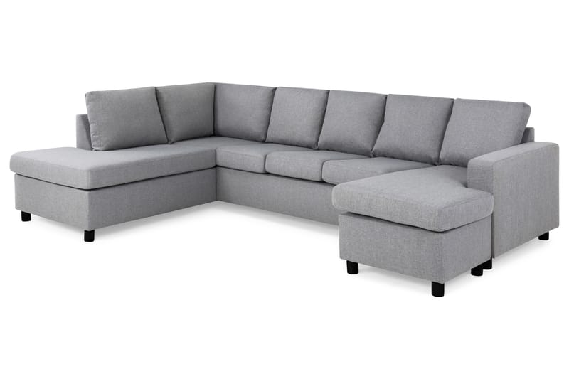 Crazy 5-seters Venstrevendt U-formet Sofa med Divan og Sjeselong i Stoff - Grå - Møbler - Sofaer - U-sofa