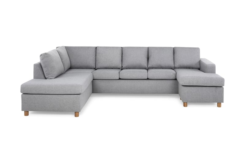 Crazy 5-seters Venstrevendt U-formet Sofa med Divan og Sjeselong i Stoff - Grå - Møbler - Sofaer - U-sofa