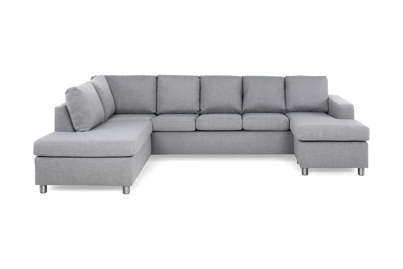 Crazy 5-seters Venstrevendt U-formet Sofa med Divan og Sjeselong i Stoff - Grå - Møbler - Sofaer - U-sofa