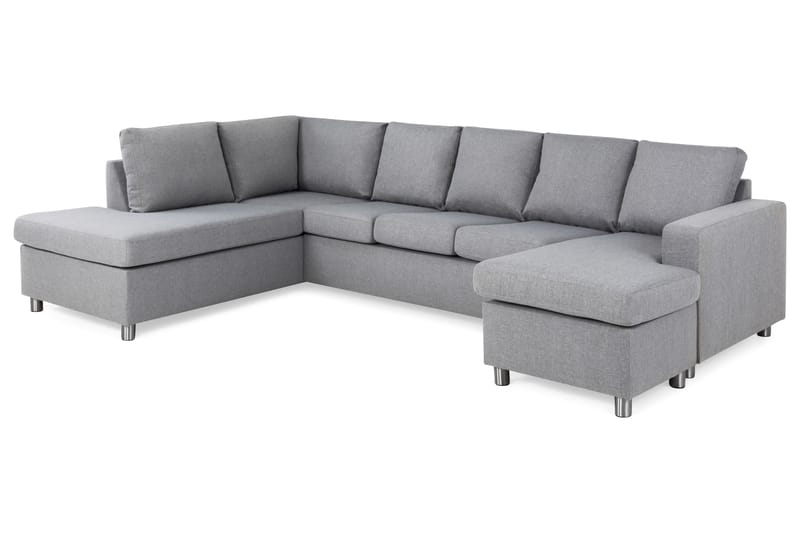 Crazy 5-seters Venstrevendt U-formet Sofa med Divan og Sjeselong i Stoff - Grå - Møbler - Sofaer - U-sofa