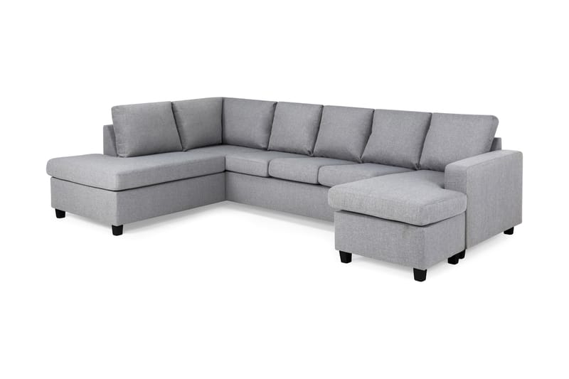 Crazy 5-seters Venstrevendt U-formet Sofa med Divan og Sjeselong i Stoff - Grå - Møbler - Sofaer - Skinnsofaer
