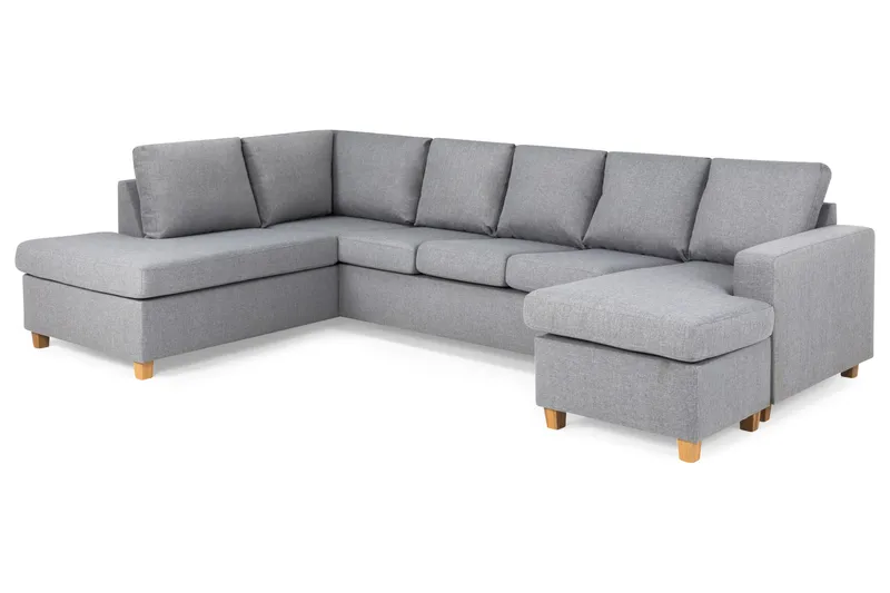 Crazy 5-seters Venstrevendt U-formet Sofa med Divan og Sjeselong i Stoff - Grå - Møbler - Sofaer - U-sofa