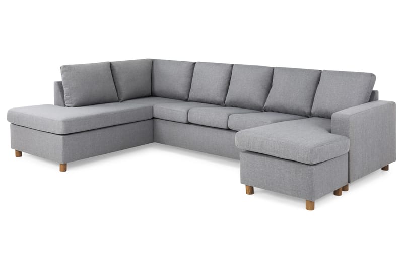 Crazy 5-seters Venstrevendt U-formet Sofa med Divan og Sjeselong i Stoff - Grå - Møbler - Sofaer - U-sofa