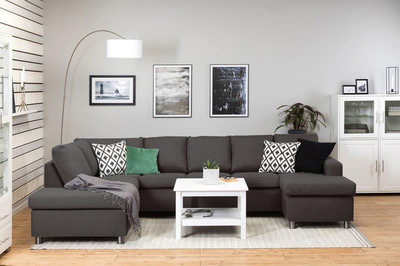 Crazy 5-seters Venstrevendt U-formet Sofa med Divan og Sjeselong i Stoff - Mørk grå - Møbler - Sofaer - U-sofa