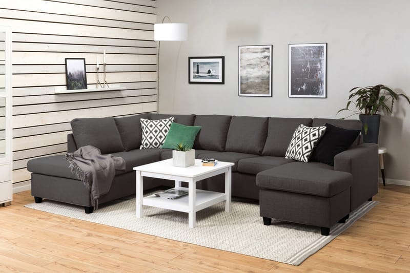 Crazy 5-seters Venstrevendt U-formet Sofa med Divan og Sjeselong i Stoff - Mørk grå - Møbler - Sofaer - U-sofa