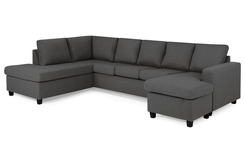 Crazy 5-seters Venstrevendt U-formet Sofa med Divan og Sjeselong i Stoff - Mørk grå - Møbler - Sofaer - Skinnsofaer