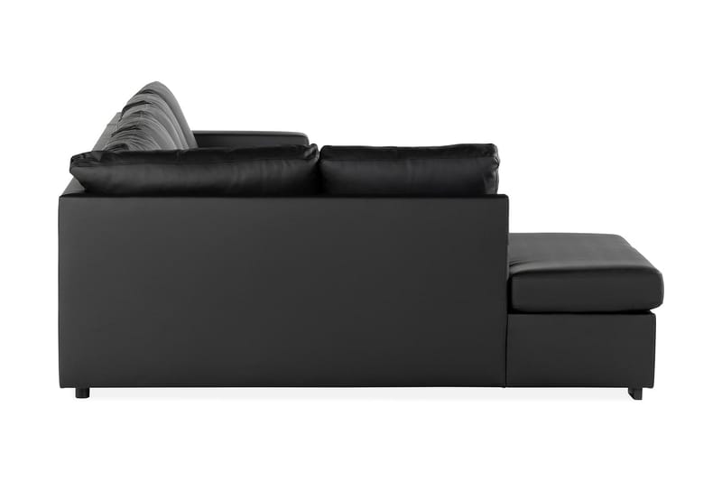 Crazy 5-seters Venstrevendt U-formet X-Large Sofa med Divan og Sjeselong i Kunstlær - Svart - Møbler - Sofaer - U-sofa