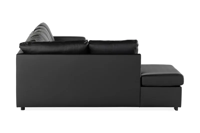 Crazy 5-seters Venstrevendt U-formet X-Large Sofa med Divan og Sjeselong i Kunstlær - Svart - Møbler - Sofaer - U-sofa