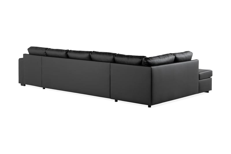 Crazy 5-seters Venstrevendt U-formet X-Large Sofa med Divan og Sjeselong i Kunstlær - Svart - Møbler - Sofaer - U-sofa