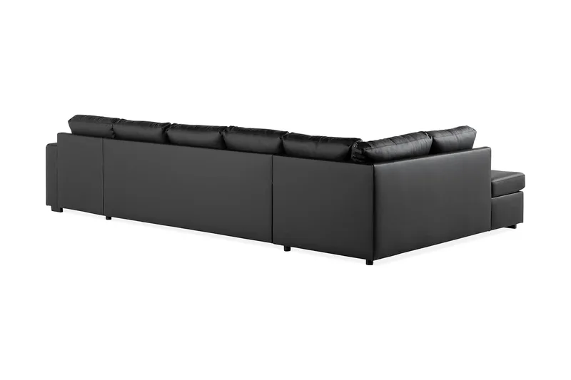 Crazy 5-seters Venstrevendt U-formet X-Large Sofa med Divan og Sjeselong i Kunstlær - Svart - Møbler - Sofaer - U-sofa