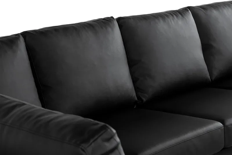 Crazy 5-seters Venstrevendt U-formet X-Large Sofa med Divan og Sjeselong i Kunstlær - Svart - Møbler - Sofaer - U-sofa