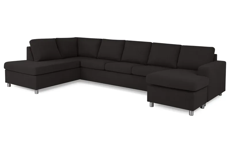 Crazy 5-seters Venstrevendt U-formet X-Large Sofa med Divan og Sjeselong i Stoff - Antrasitt - Møbler - Sofaer - U-sofa