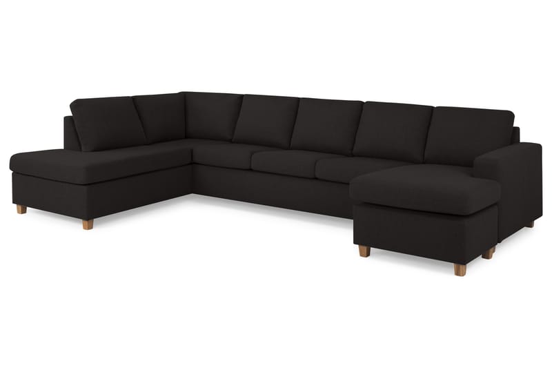 Crazy 5-seters Venstrevendt U-formet X-Large Sofa med Divan og Sjeselong i Stoff - Antrasitt - Møbler - Sofaer - U-sofa