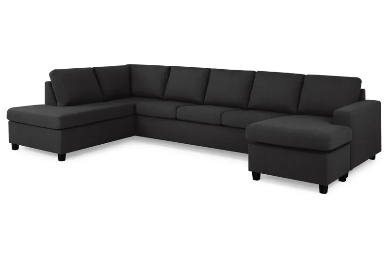 Crazy 5-seters Venstrevendt U-formet X-Large Sofa med Divan og Sjeselong i Stoff - Antrasitt - Møbler - Sofaer - U-sofa